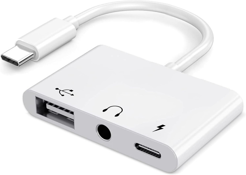 USB C to USB Adapter, 3 in 1 AUX to USB C Adapter with 3.5Mm Headphone Jack + OT