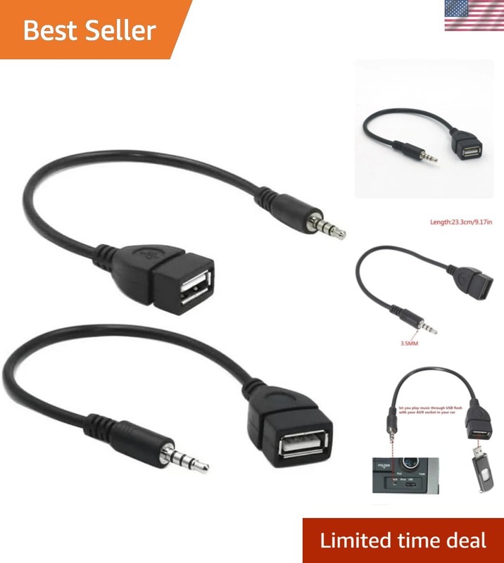 High-Quality AUX to USB Adapter for U Disk Music Playback in Cars – 2 Pack