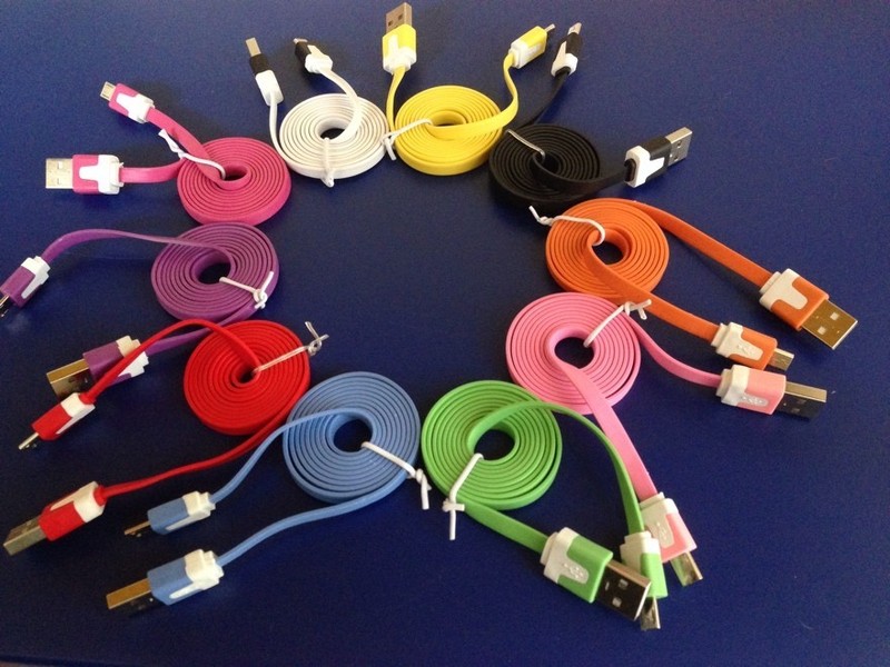 3Ft/6Ft/10Ft Micro USB 2.0 to USB Samsung Flat Noodle Data Sync & Charger Cable 
