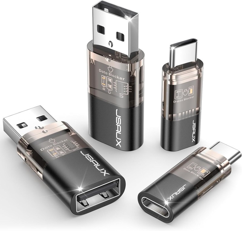 4-Pack USB Data Blocker & Type C for Safe Charging - Transparent Protection gallery