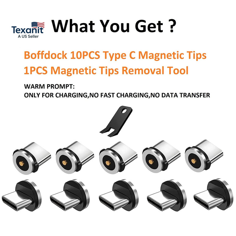 Magnetic Type C Tips with 1-Pin - 10Pcs Connector Tips Head without Charging Cor gallery