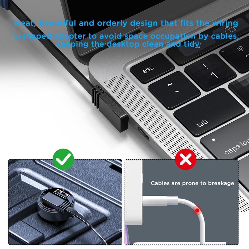2PCS Right Angle Type-C to C Extension cord, USB C Male to Male cable,100W Fl... gallery