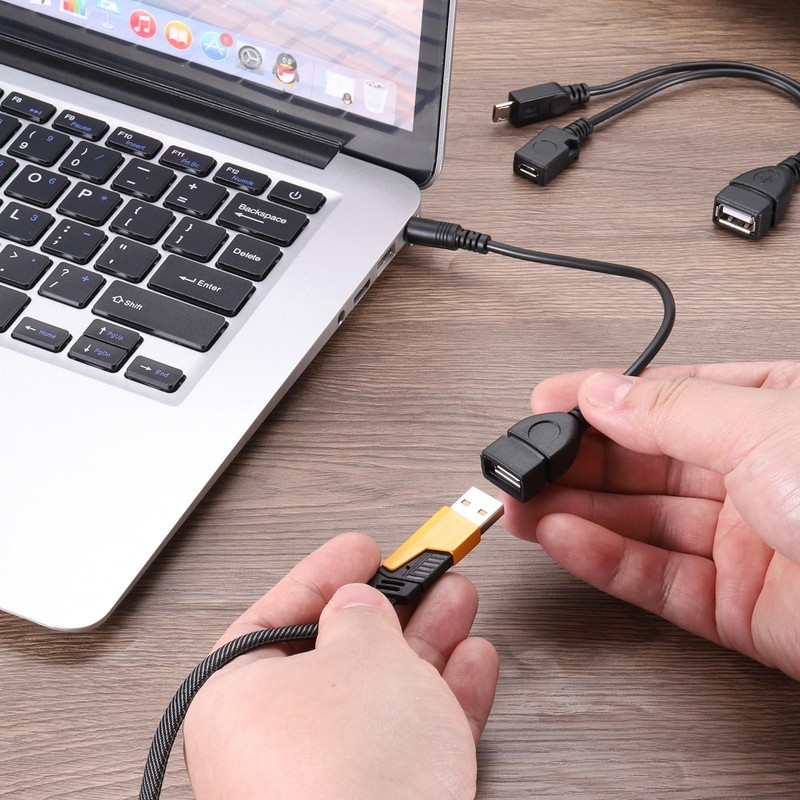 2PCS 2-in-1 Micro USB to USB Adapter OTG Cable Power Cable for Host Devices gallery
