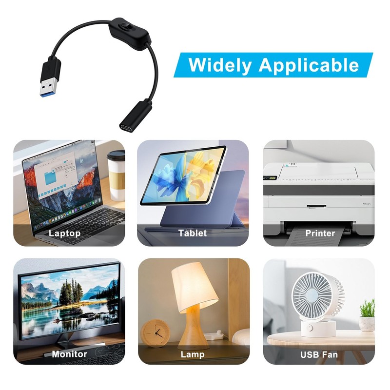 USB 3.0 Type A Male to USB Type C Female Cable with Switch 5Gbps Support 2A 1... gallery
