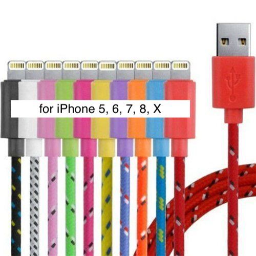 Braided USB data Sync power cord Charger Cable for iPhone X 8 7 plus 6 5s iPod 5 gallery