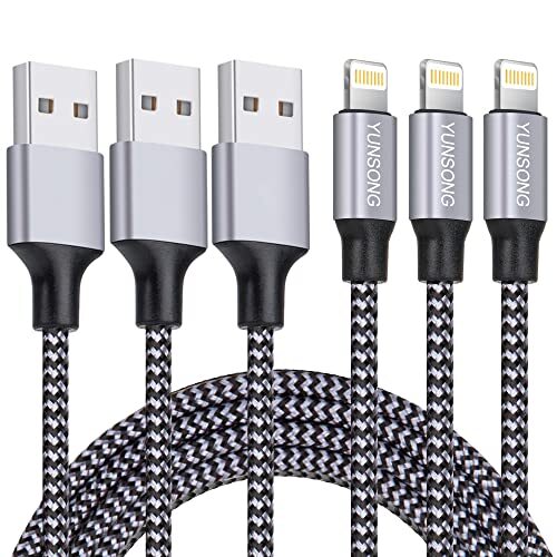 3 Pack 6 Foot Nylon Braided Charging Cord Charger for Iphone