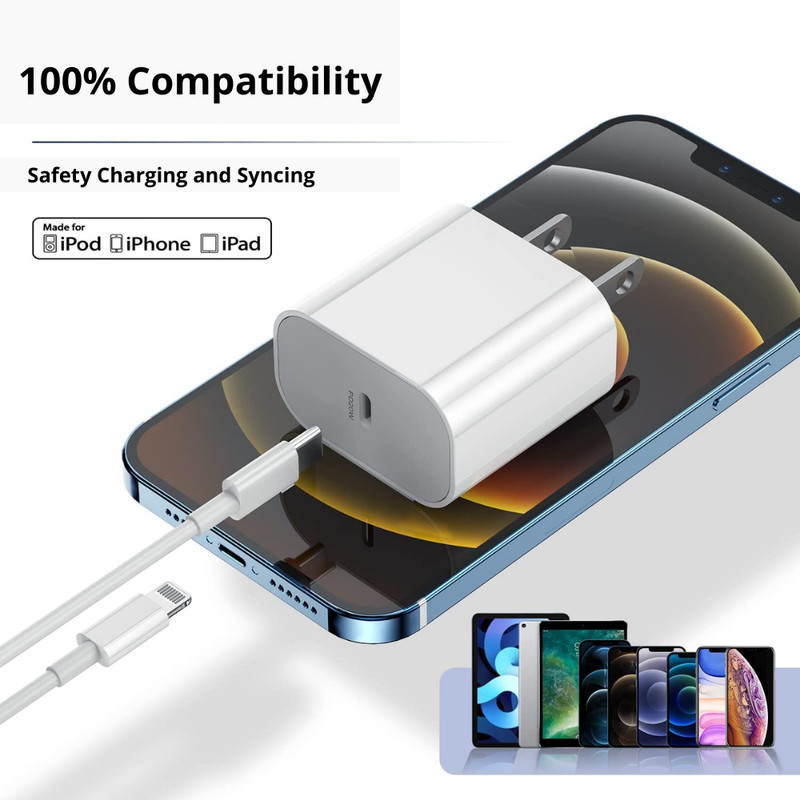 USB C Fast Charger Cube 20W PD Adapter for iPhone Air/17/16E/16Pro/15/14/13/12/8 gallery
