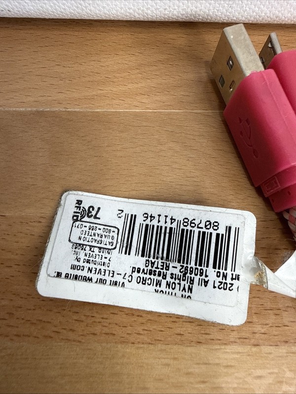 7-Eleven Braided Micro USB Charge & Sync Cable - Pink, Purple & White - 3.2ft gallery