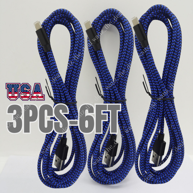 3X 6Ft USB Fast Charging Cable For Apple iPhone 14 13 12 11 8 7 6 XR 5 Data Cord