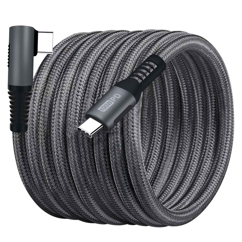 15FT 100W Right Angle Fast Charge Type-C Cable, USB-C to USB-C Braided Cable …