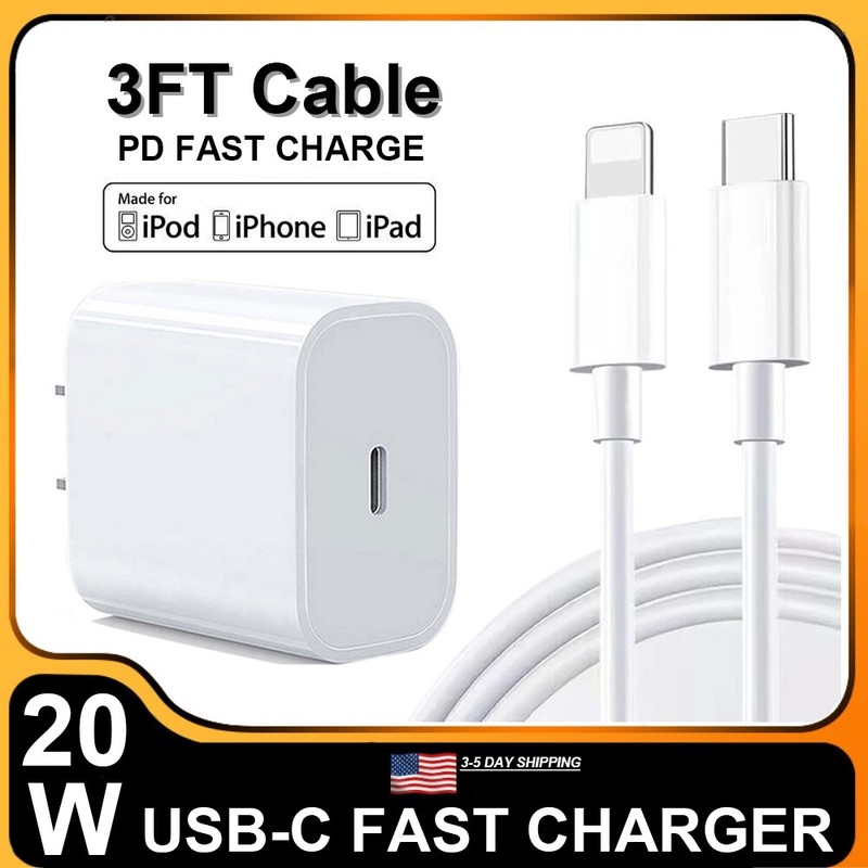 🔥🔥Fast Charger Wall Adapter 3FT USB-C Charging Cord For iPhone 14 13 12 11 X
