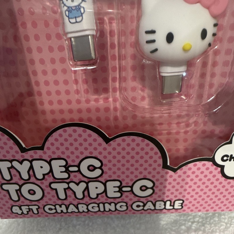 Hello Kitty and Friends USB-C to USB-C 4ft Fast Charge Cable, Pink + Cable Bite gallery