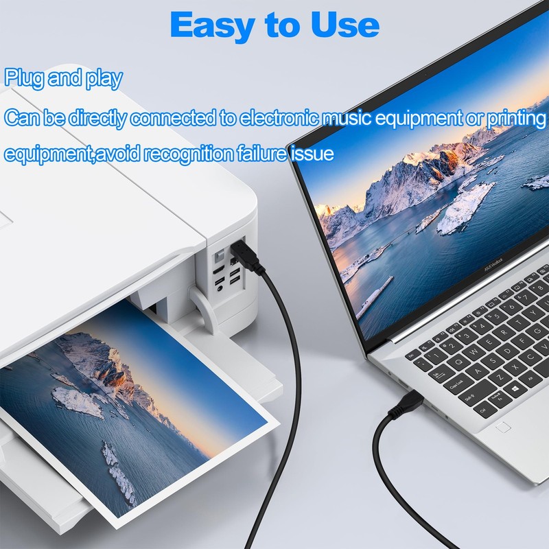 2 PCS 1.5M Micro USB 5-Pin to USB B Male OTG Data Cable for Midi Piano Printer gallery