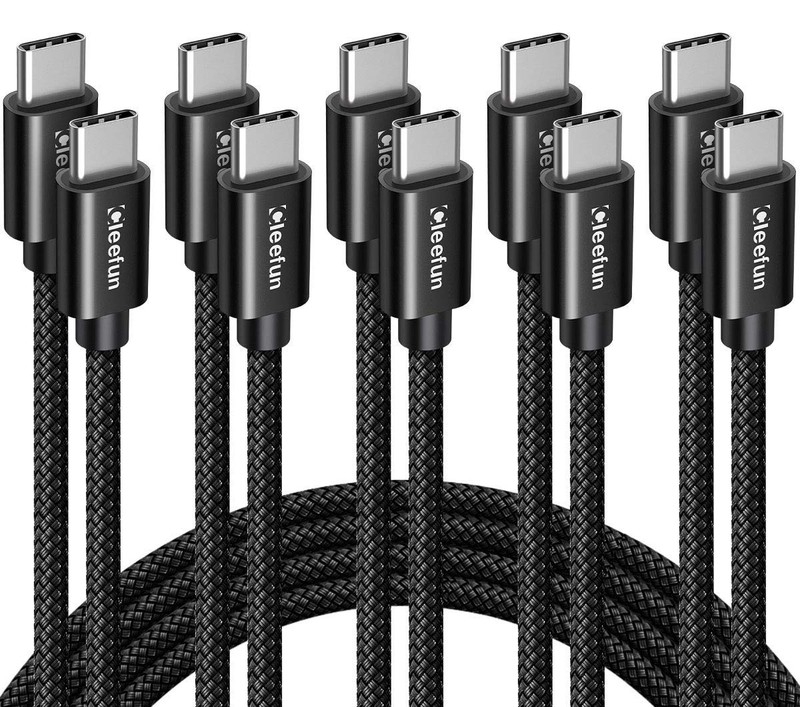 CLEEFUN USB C to USB C Cable 60W, USBC to USBC, [5-Pack, 3/3/6/6/10 ft] Type C