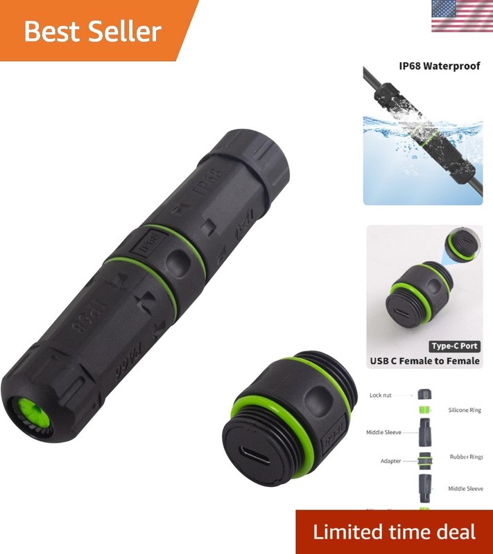 High-Speed USB C Outdoor Connector with Waterproof Seal, Ideal for Devices