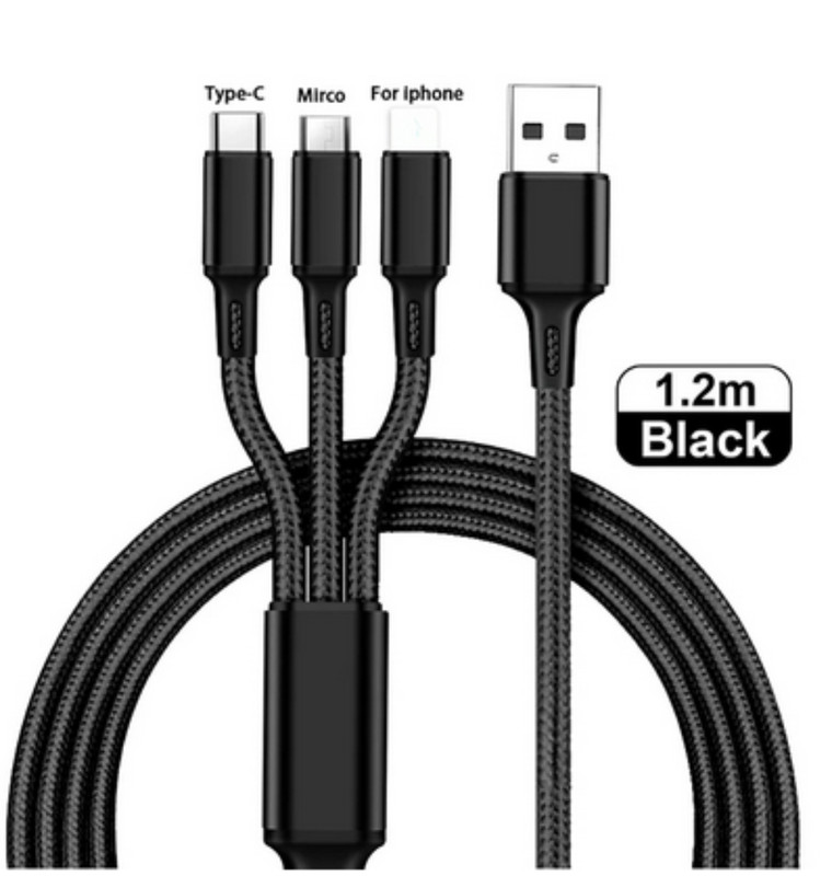 Wholesale 3A Fast Charging Cable 3 in 1 Charger Cord For iPhone USB-C Micro USB