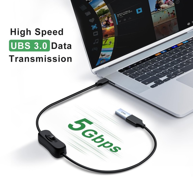 USB C Cable Switch USB 3.0 Type C Charger 5Gbps Data Transmit Power 4.9FT gallery