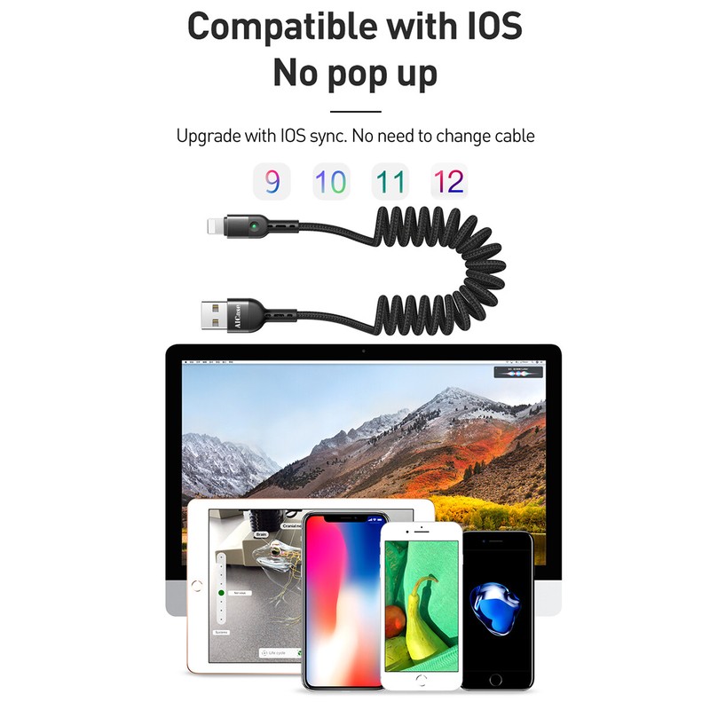 Coiled Charging USB Cable Fast Charger Cord for iPhone 14 13 12 11 Pro Max XR 8 gallery