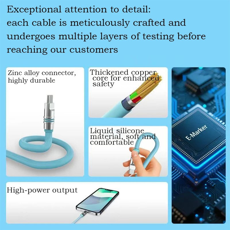 PD 240W USB-C Fast Charging Silicone Cable for iPhone Laptop 1.2M 2M gallery