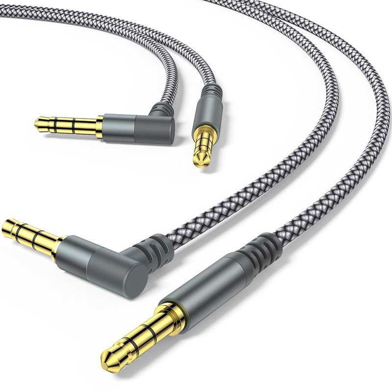 2 Pack 6.6Ft AUX Cable 90 Degree Right Angle 3.5Mm Auxiliary Cable for Car