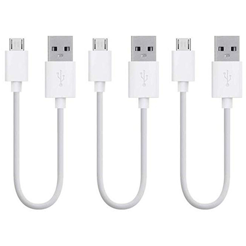 3 Pack 20cm Short Data Sync Charging Micro USB Cable Cord for Android Phone Bulk