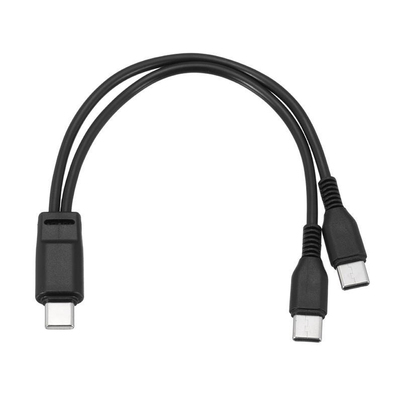 Multi USB Type C Male to 2 USB Type C 2 in 1 Splitter 8” Black