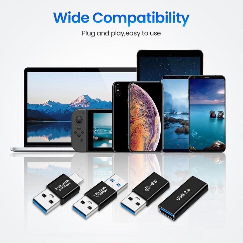 USB to USB C Adapter (4-Pack), Charging, High-Speed Data Transfer and OTG Con... gallery
