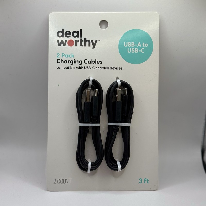 Dealworthy 3ft USB-A to USB-C 2-pack of charging cables