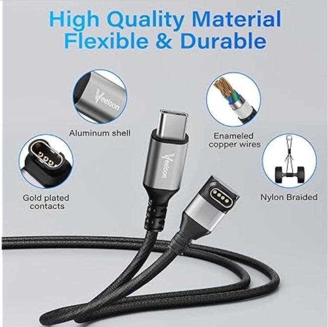 Veloon 4ft USB C to Garmin watch cable with 90 degree connector