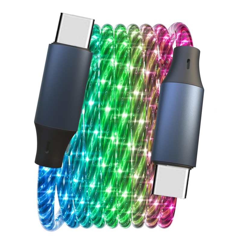 6.6FT Light Up Charging Cable 66W Starry USB to Charger Lighted Fast Charging…