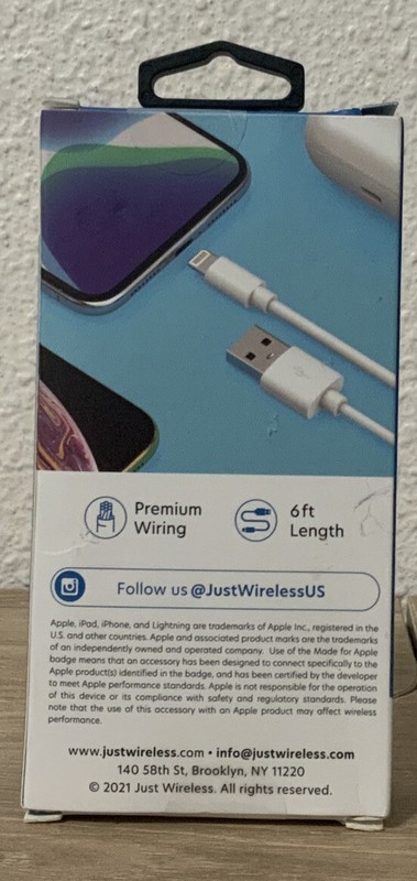 📀 Just Wireless 6ft Charging Cable For iPhone / iPad NEW gallery