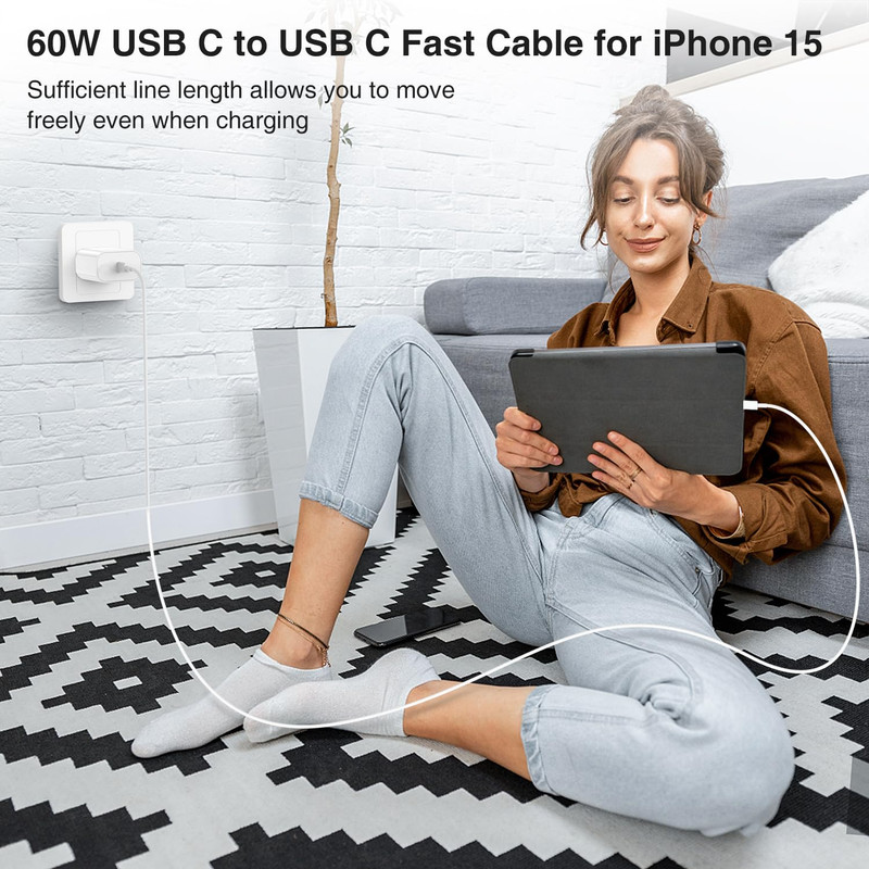 Iphone 17 16 15 Charger Block and 10Ft Type C to C Cable Cord Long, 20W USB C Fa gallery
