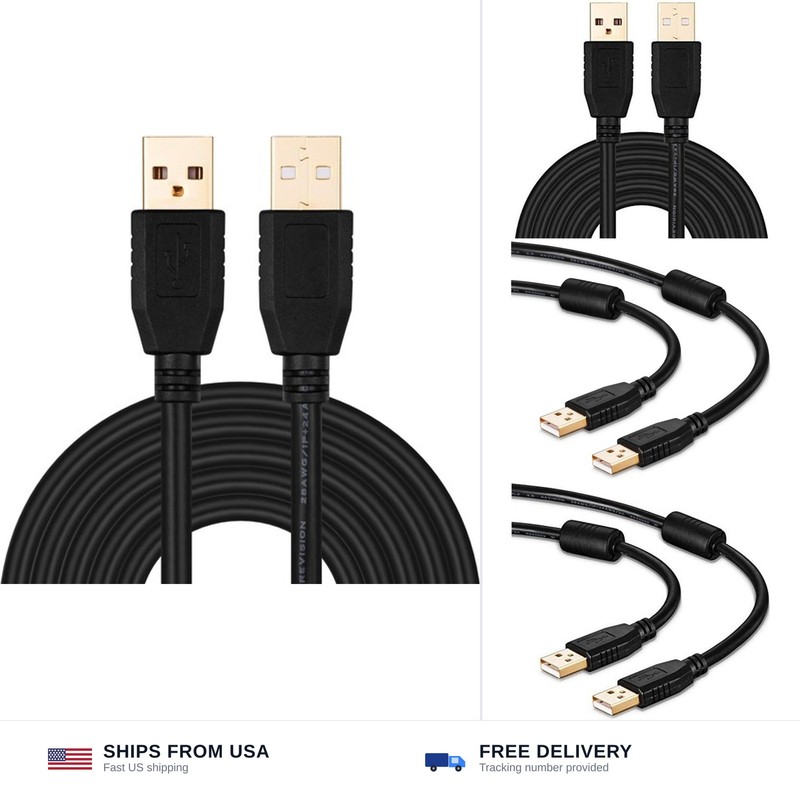 Tan QY USB A to A Male Cable 30Ft, Double End USB Cord with Gold-Plated Conne…