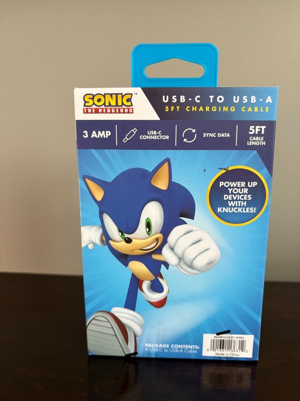 NEW Sonic The Hedgehog KNUCKLES USB-A to USB-C 5ft Charging Cable gallery