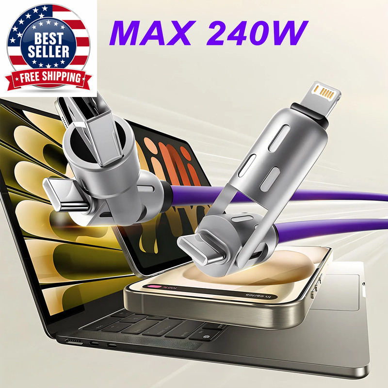 4-IN-1 240W USB Type C to USB C Cable PD Fast Charger Wire for Iphone 16 Pro Max gallery