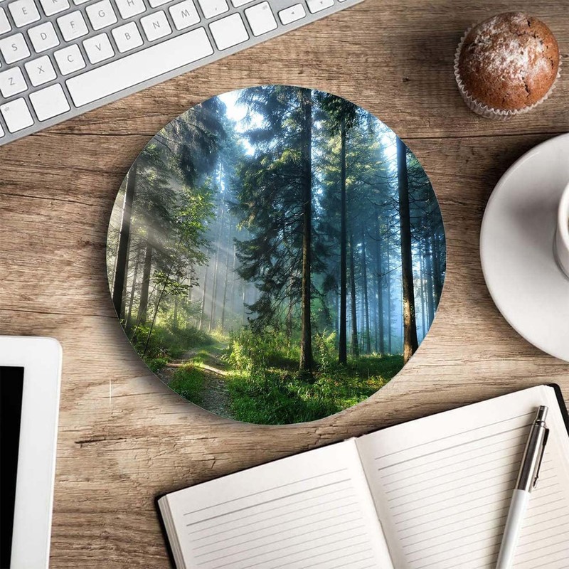 Nature Misty Round Mouse Pad,Non-Slip Rubber Base Wireless Gaming MousePads f... gallery