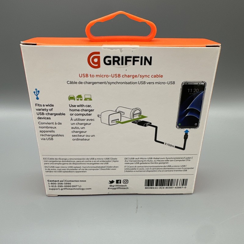 Griffin Charge / Sync Cable w/ Connector 3 Ft Black gallery