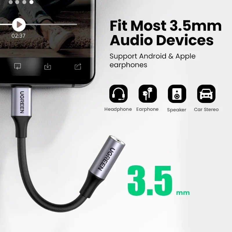 UGREEN USB C to 3.5Mm Jack DAC Hi-Fi Stereo Audio Type C Aux Headphone Adapter C gallery