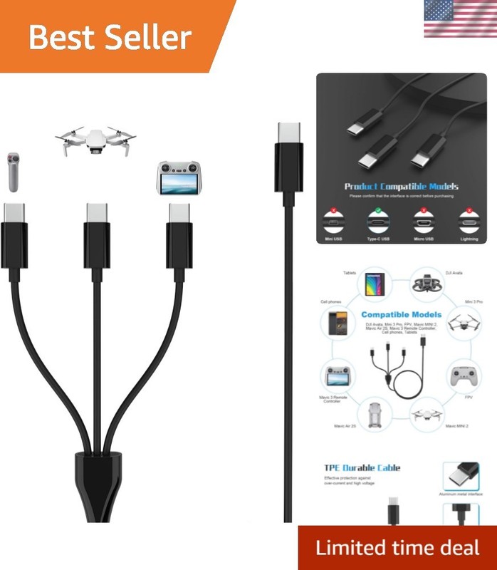 3 in 1 USB C to USB C Charging Cable, USB C Cord Compatible with DJI Mini 3 P…