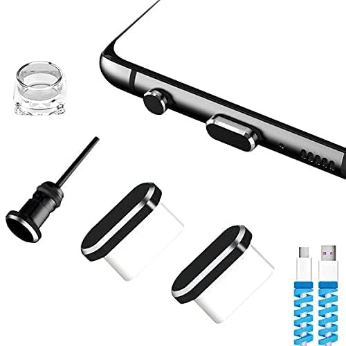VIWIEU USB C Dust Plugs Charging Port Cover Caps with Cable 2 Pack, Black gallery