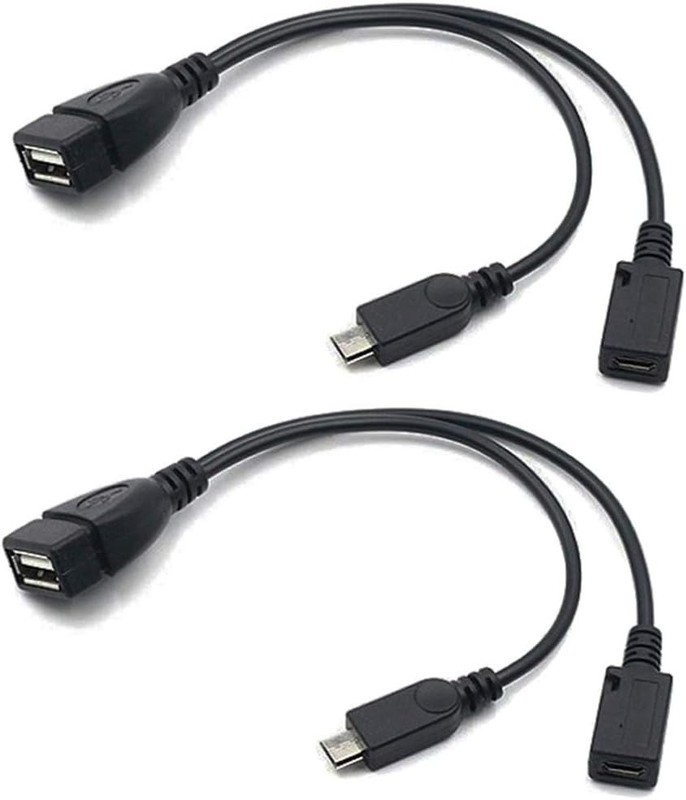 2 Pack Micro USB OTG Adapter Cable w/ Power for Fire Stick PlayStation Classic