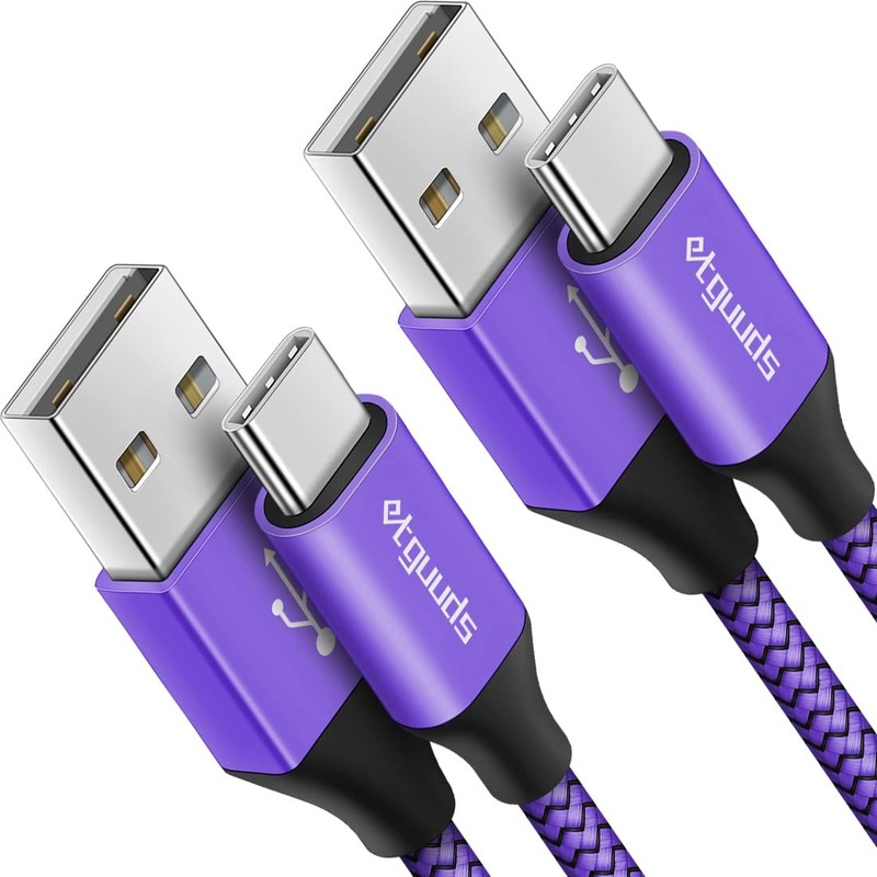 etguuds USB to USB C Cable 2ft, 2-Pack USB A to Type C Charger Cord Fast Char…