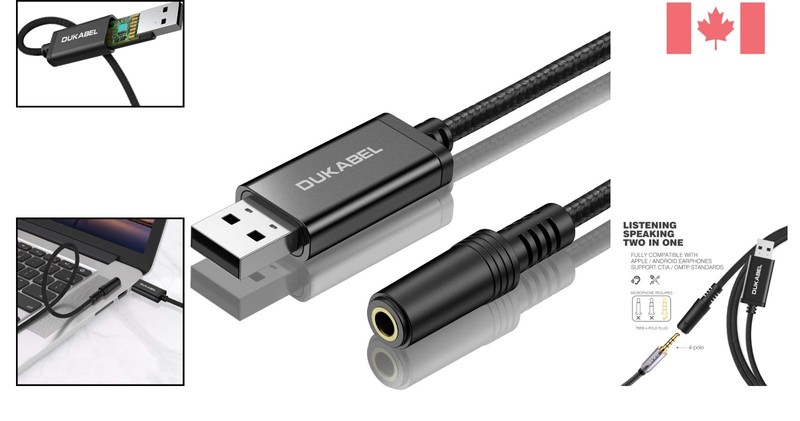 1.2M USB to 3.5mm TRRS Adapter - Mic-Supported Stereo Sound for All Devices gallery