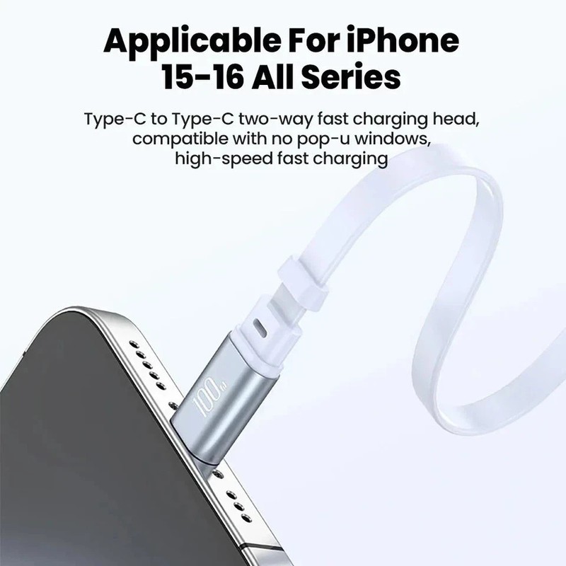 Share 100W USB-C to USB-C Retractable Charger Cable Fast Charge Data Wire gallery
