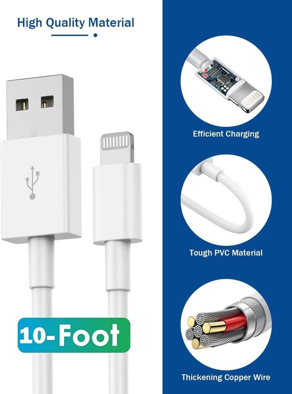 iPhone Charger 10FT, [Apple MFi Certified] 2-Pack Long Fast Charging Lightnin... gallery