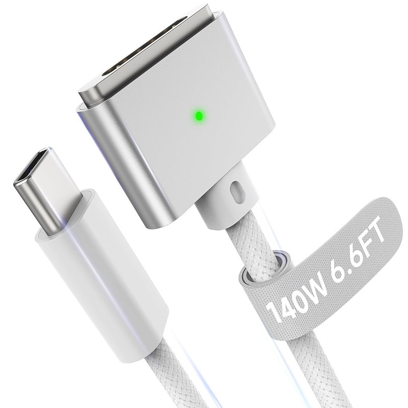 Magnetic 3 Cable USB-C 6.6FT Compatible with M4/M3/M2 MacBook Air Pro Charger, 1