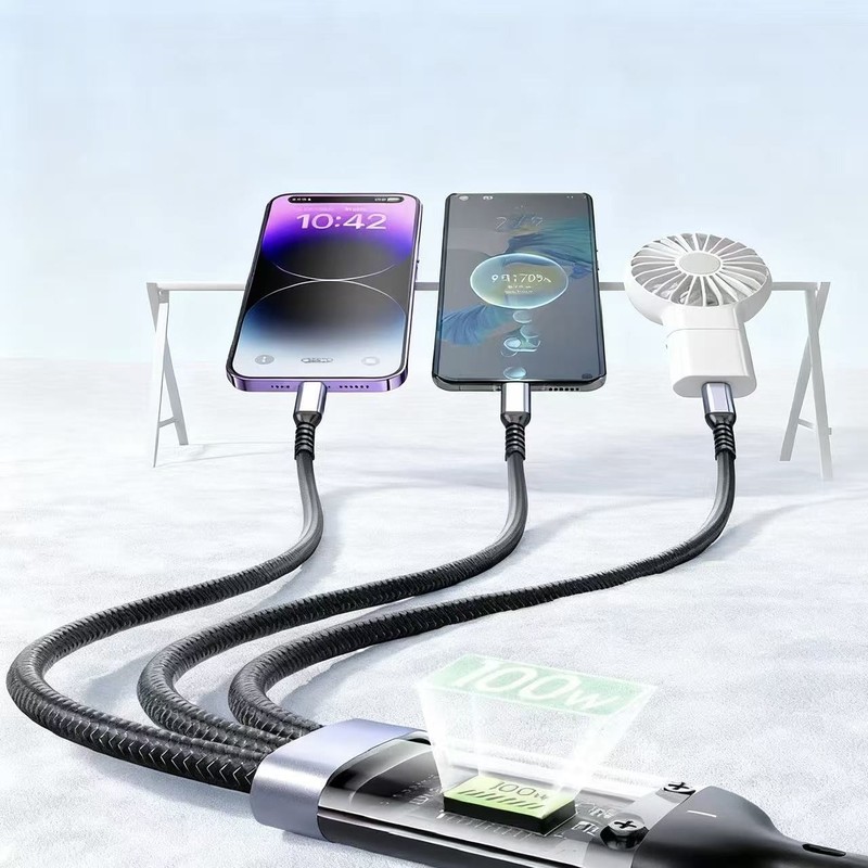 120CM/3-in-1 Bold Fast Charging Cable Universal Cell Phone USB Charger Cord gallery