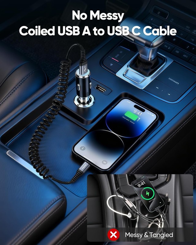 ZeniKon USB A to C Coiled Cable 3FT 2-Pack, C 3FT-2Pack, Grey gallery