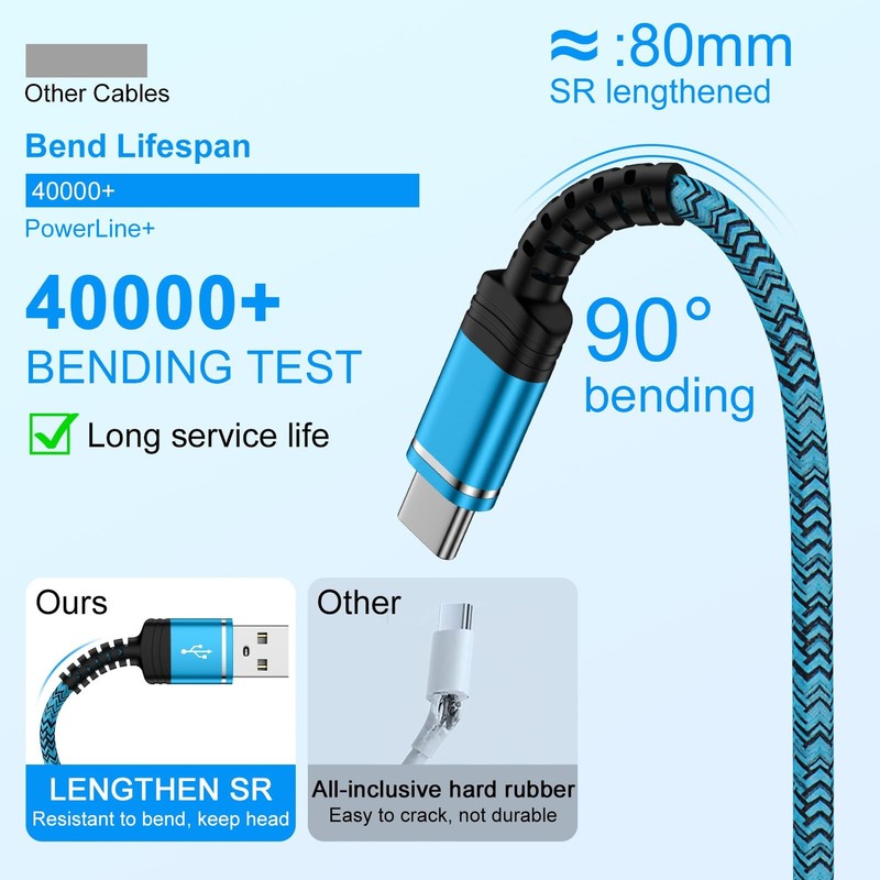USB Charger Cable Fast Charging 3 Pack 3ft for Samsung Galaxy Z Flip 7 FE 6 5... gallery