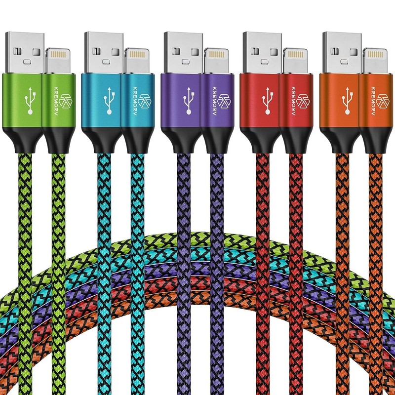 Iphone Charger 5 Pack 10 Ft USB Lightning Cable Apple Mfi Certified Cable Fast C gallery